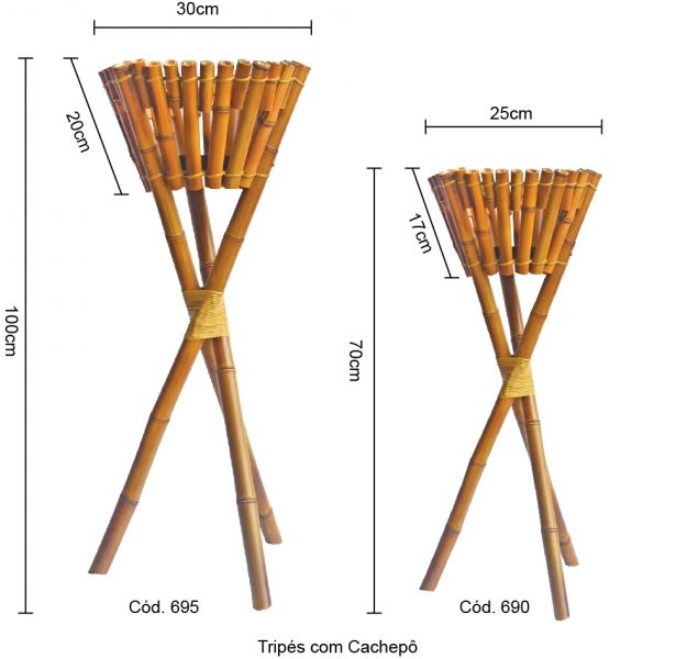 Tripés de Bambu para Cachepô